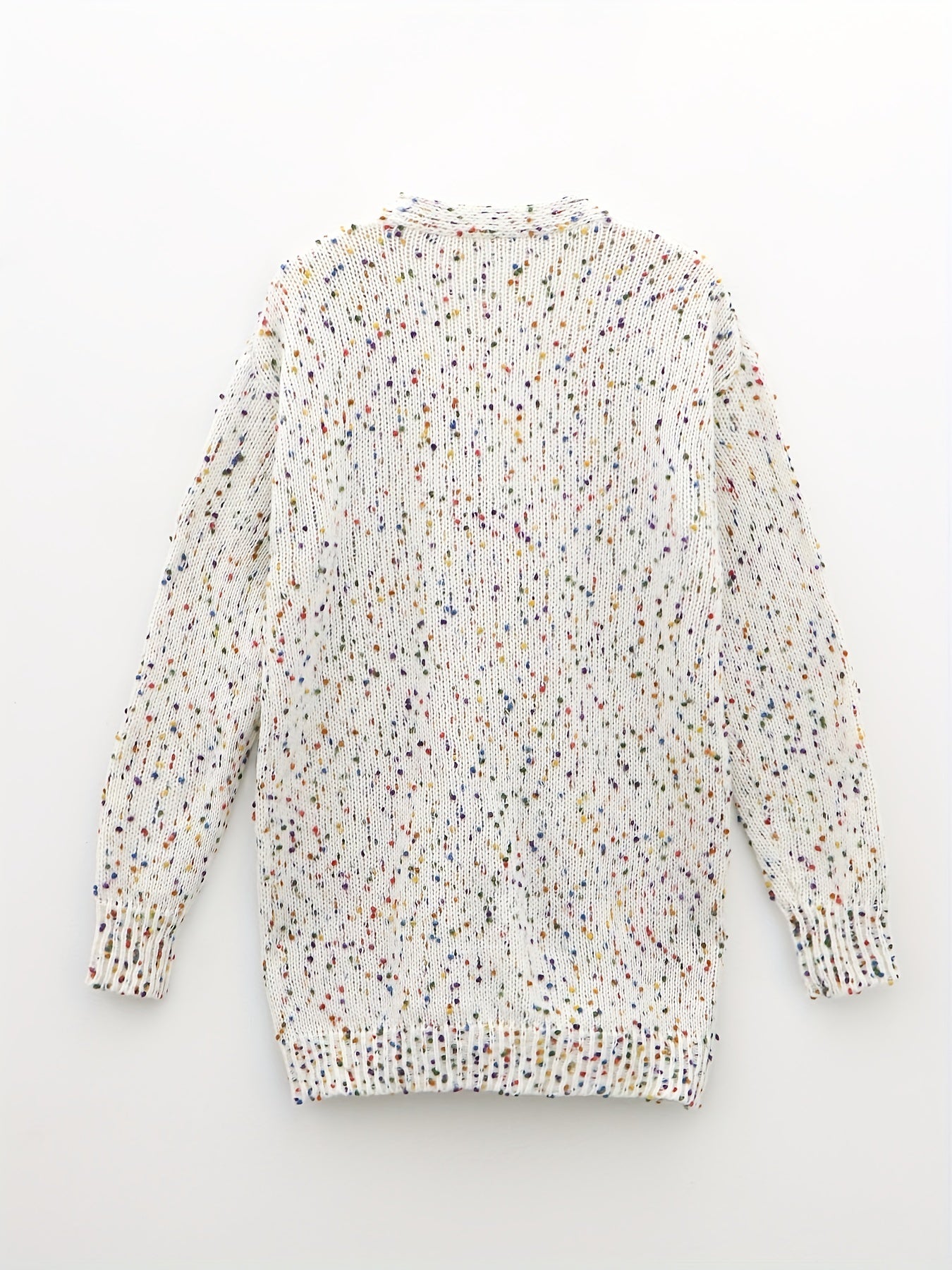 Colorful Dot Open Front Pocket Cardigan Long Sleeve Sweater for Fall & Winter