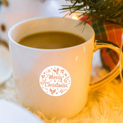 500 Merry Christmas Rose Golden Stickers Roll Xmas Tags Labels Adhesive Seals
