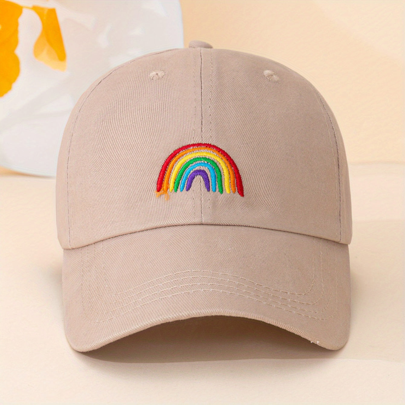 Rainbow Embroidery Casual Baseball Cap Candy Unisex Dad Hats Lightweight