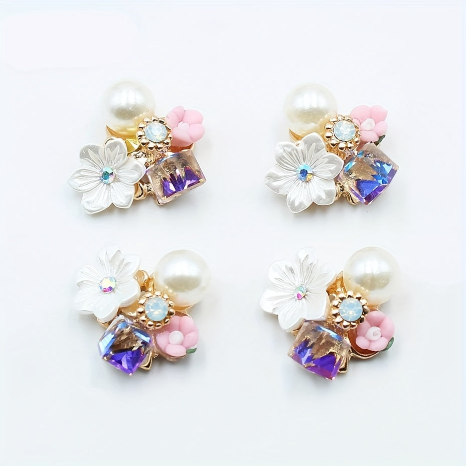 10Pcs 21mm Rhinestone Flower Buttons for DIY Wedding Gift Bouquet Decoration