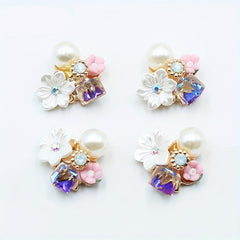 10Pcs 21mm Rhinestone Flower Buttons for DIY Wedding Gift Bouquet Decoration