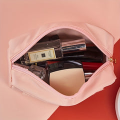 Plush Letter Print Cosmetic Bag Zipper Makeup Pouch