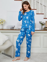 Women's Sun Print Pajama Set Long Sleeve Top & Pants
