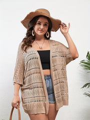  Eyelet Embroidered Open Front Cardigan