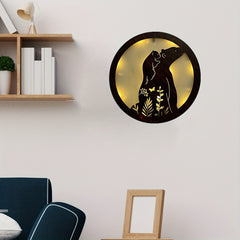 Children's Room LED Wall Clock Creative Light Retro Wooden Sign Decoration