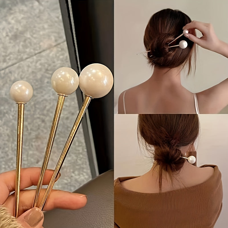 Faux Pearl Hairpin Hair Stick Metal Style Hairpin Hair Accessories