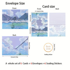 6 High Painting Greeting Cards Handwritten Blessings Blank Postcards