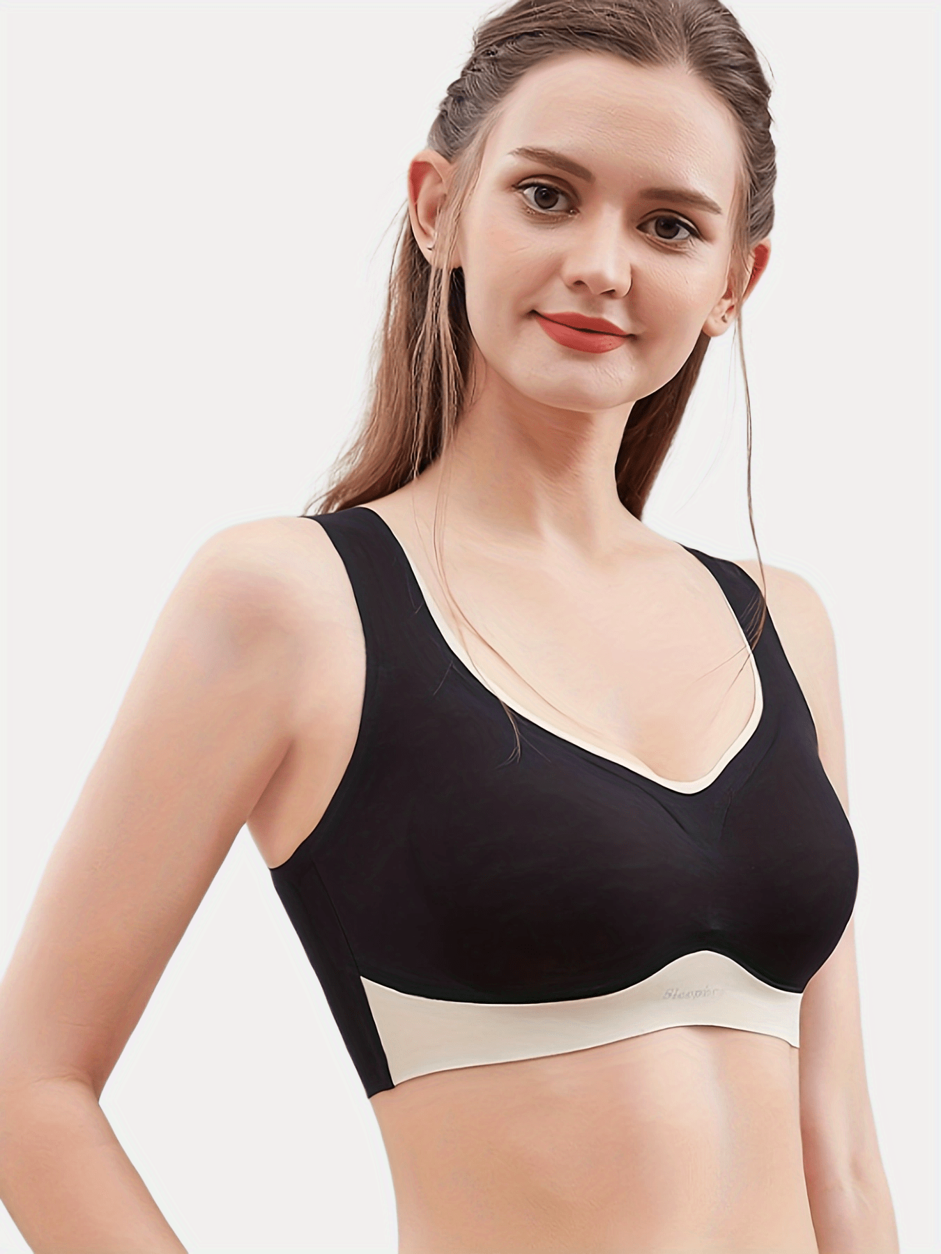 Colorblock Wireless Push Up Bra Seamless Comfort Intimates Lingerie