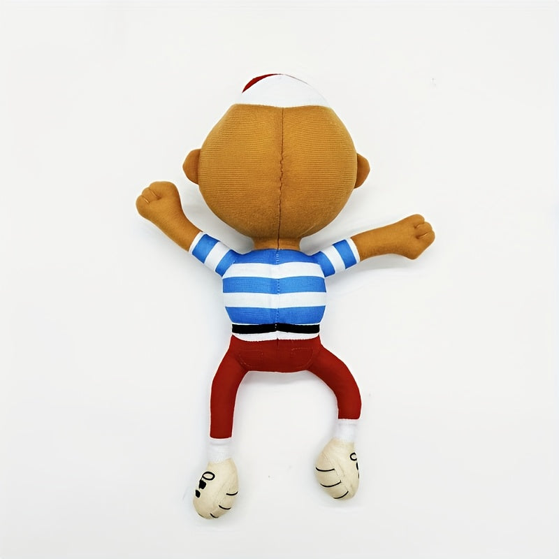 Naughty Boy Plush Toy Stuffed Animal Doll with Cheerful Smile & Red Shirt