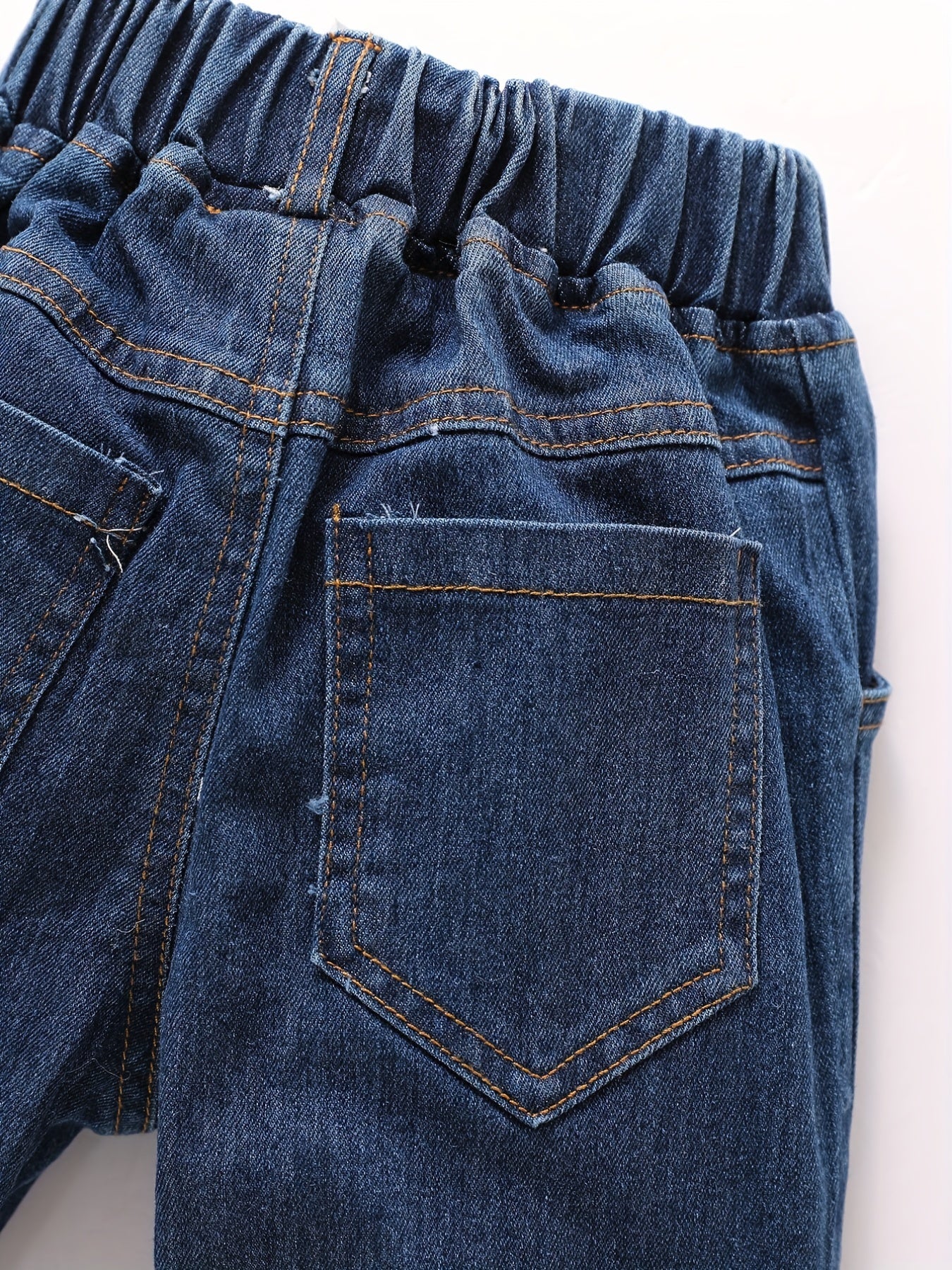Kid Girls Casual Denim Pants Trousers Elastic Waist Regular Fit Jeans