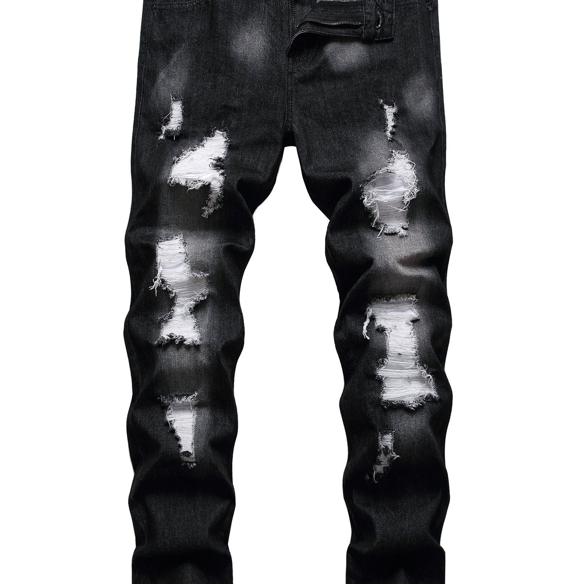 Slim Fit Ripped Jeans Men Casual Street Style Distressed Denim Pants