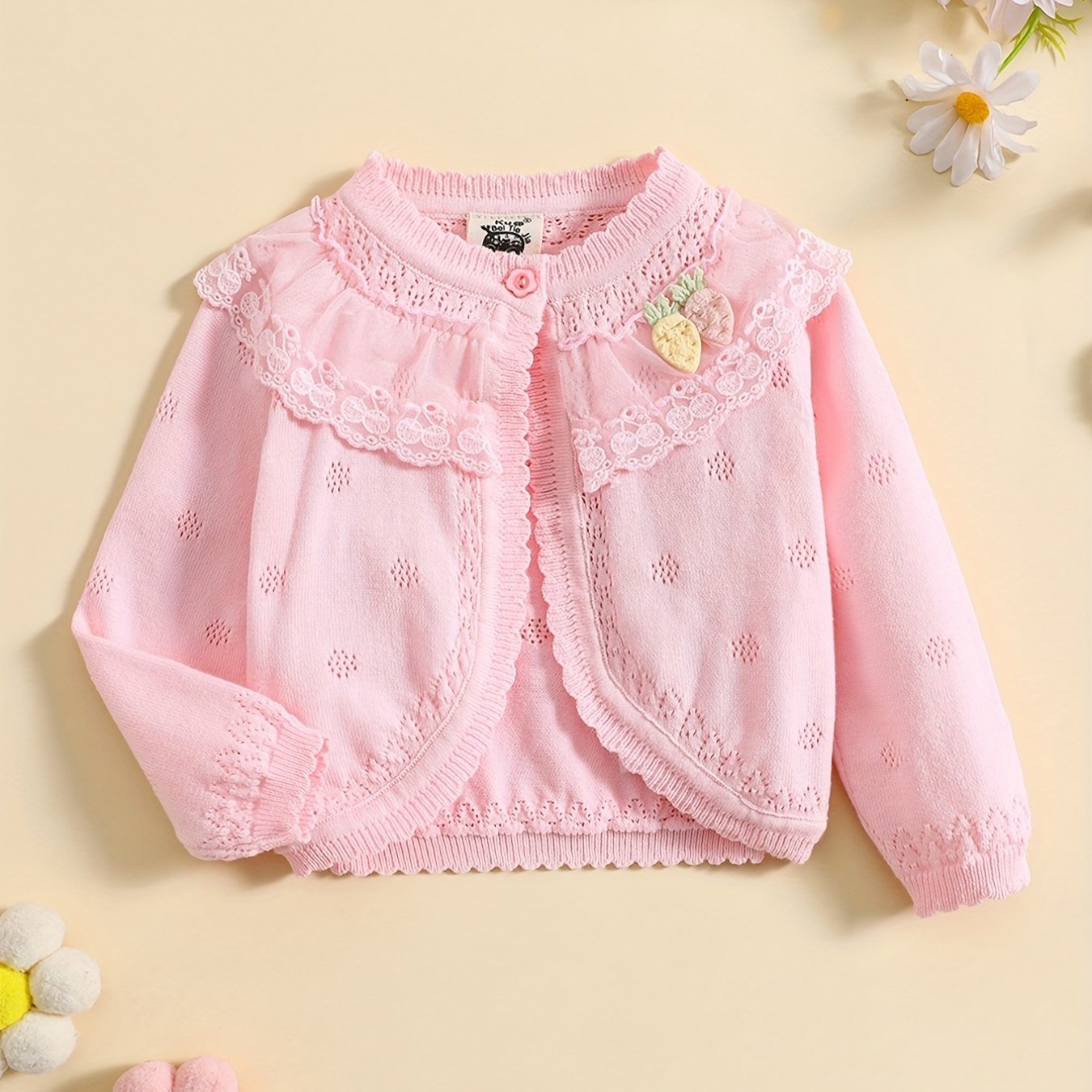 Girls Cartoon Graphic Sweater Coat Long Sleeve Knitted Top