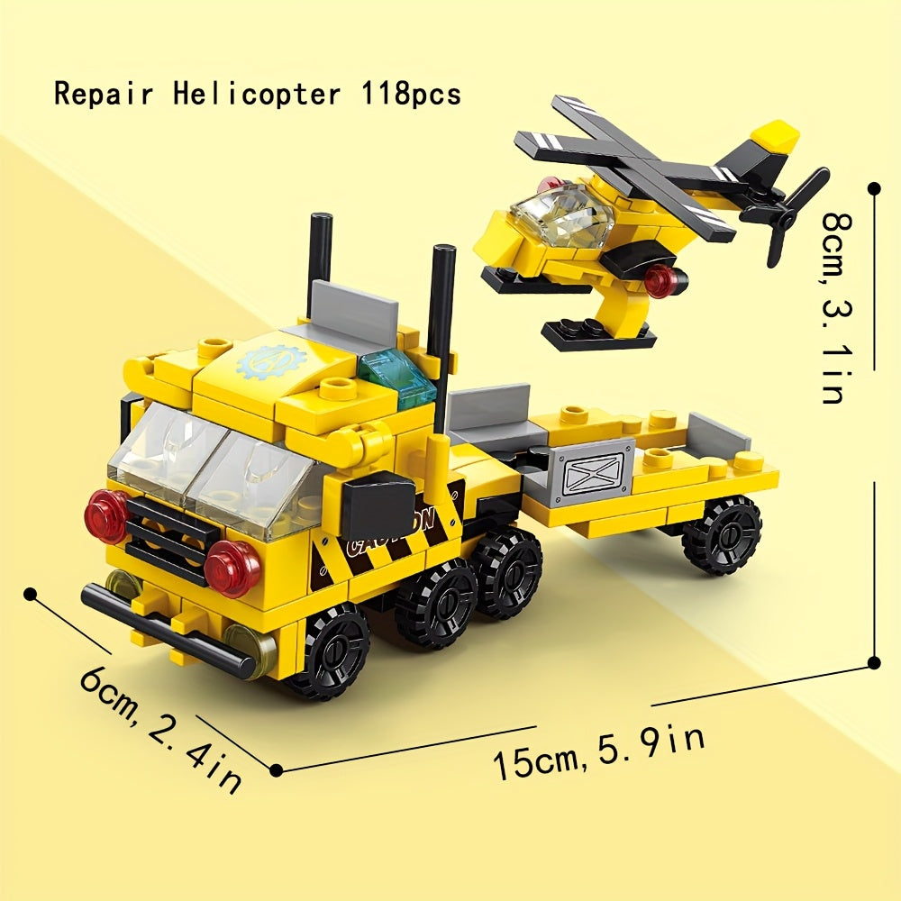 6-In-1 Truck & Helicopter Building Blocks Toy