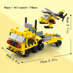 6-In-1 Truck & Helicopter Building Blocks Toy
