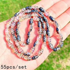 55pcs AB Plated Crystal Beads Frosted Glass Spacer Beads for DIY Bracelet