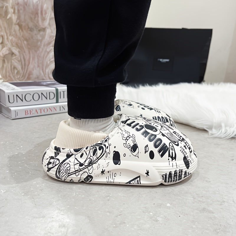 Boys Cartoon Plus Fleece House Shoes - Non Slip Soft Walking Shoes
