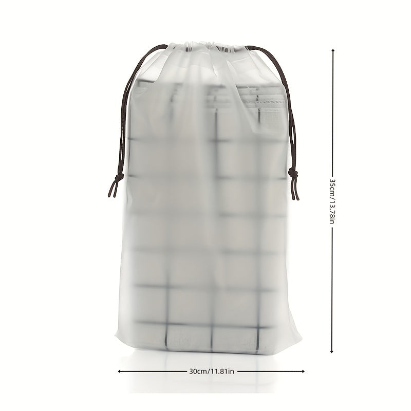 5pc Frosted Texture Plastic Shoe Bag Drawstring Moistureproof Shoe Storage Bag