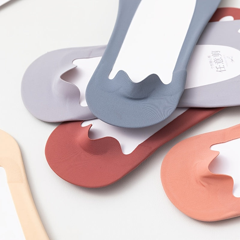 4 Pairs Peep Toe Socks Silicone Non slip Toe Socks Women's Stockings