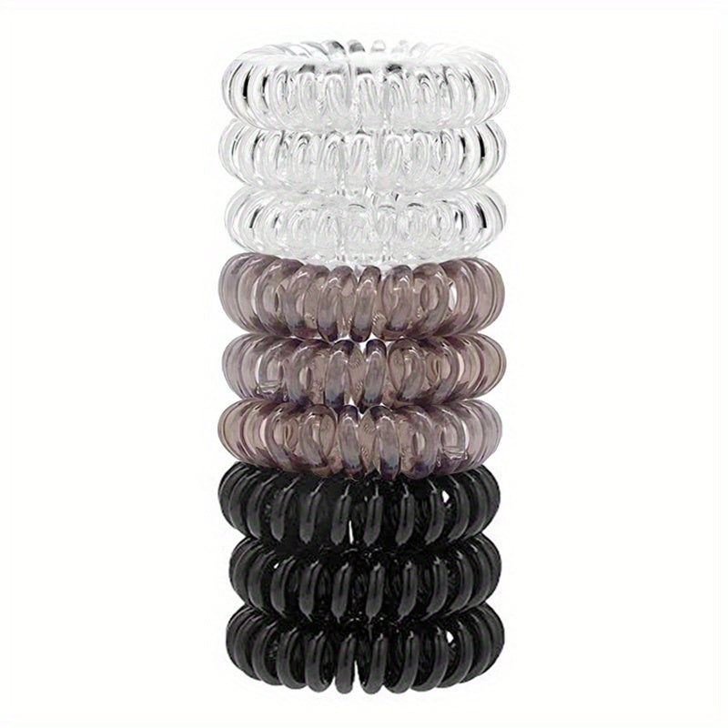 9pcs Girls Hair Tie Head Rope Spiral Colorful Stretchy Hair Ring Solid Hair Rope