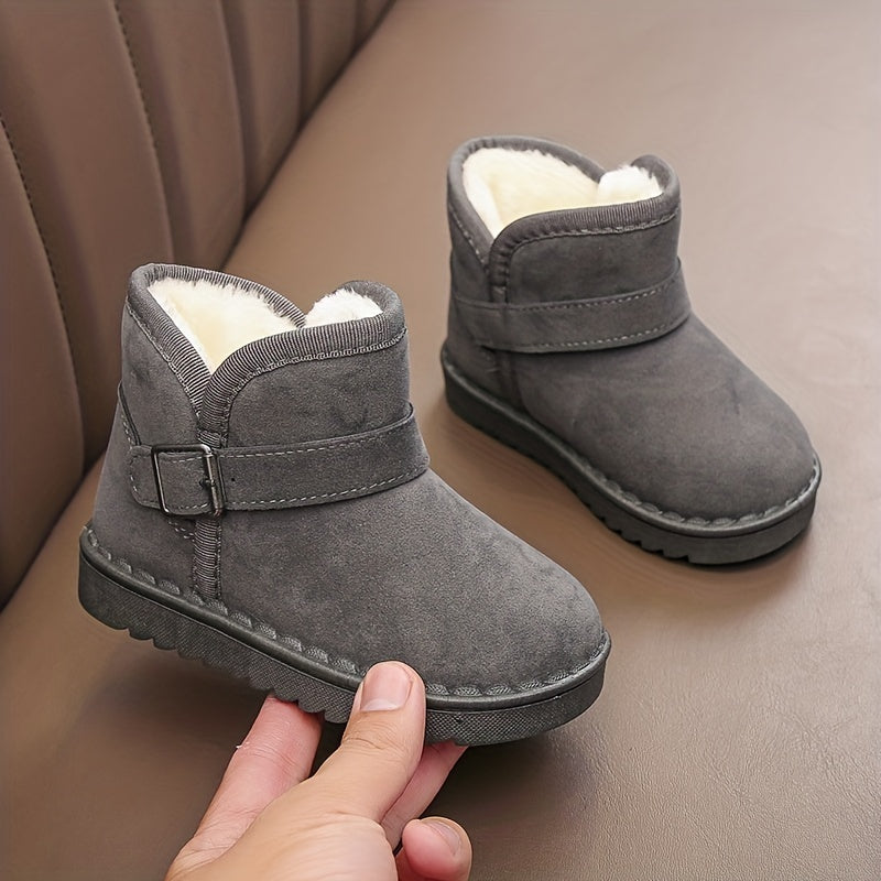 Girls' Cozy Slip-On Snow Boots with Fleece Lining
