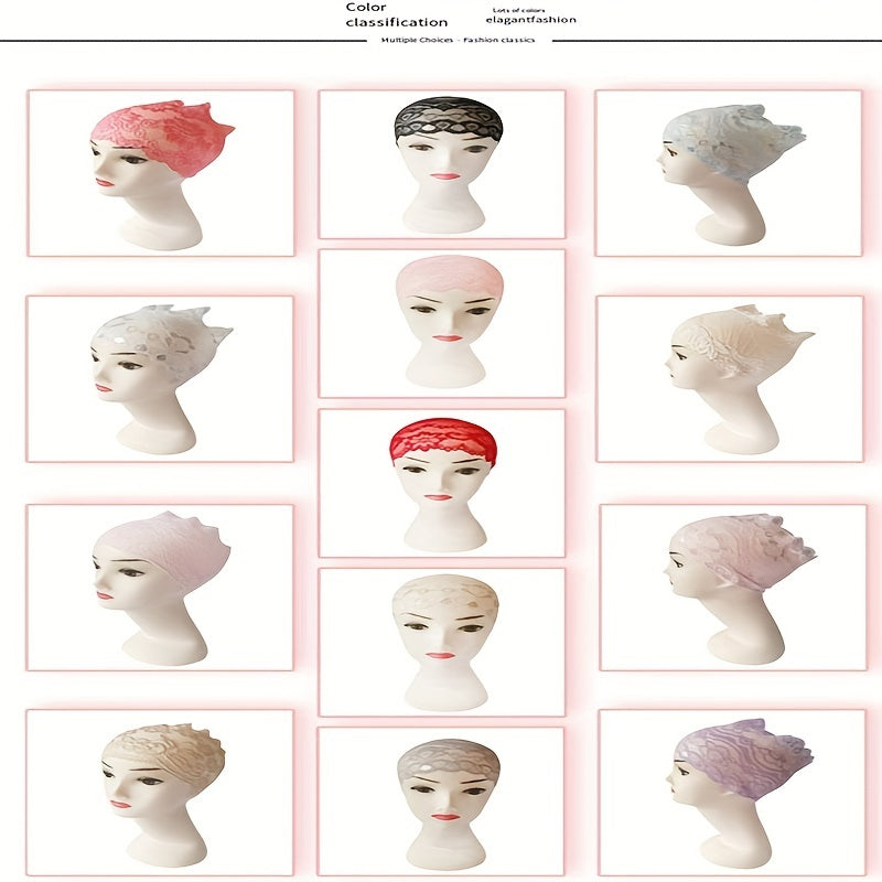 Thin Lace Inner Cap Breathable Hair Net Hat Elastic Turban