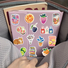 100pcs Retro Food & Fruit Stickers for Bottles Luggage