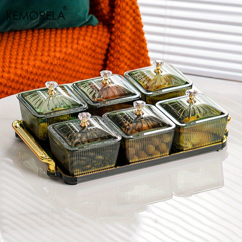 6 Grids Dried Fruit Salad Snack Plate Nordic Dessert Jar Dish Food Storage Box