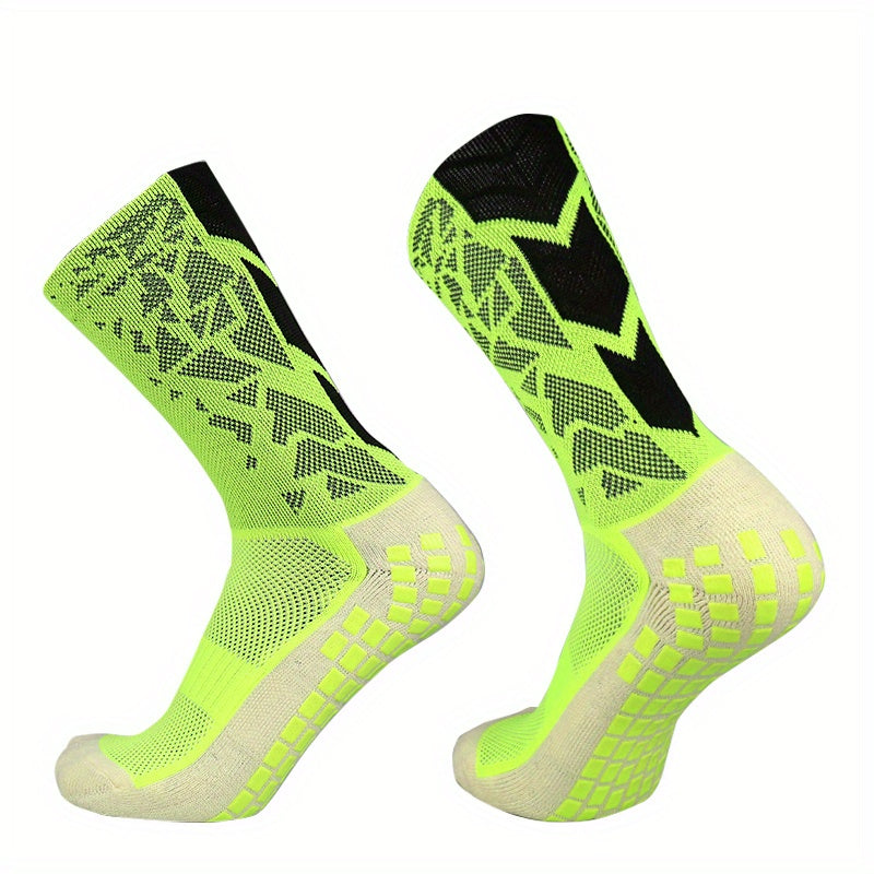 Anti Slip Silicone Bottom Mid Calf Athletic Socks For Football