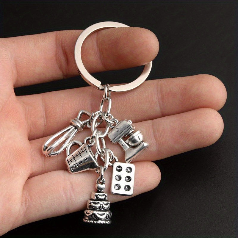 Mini Bake Tools Keychain Metal Key Ring Purse Handbag Car Charm Phone Pendant