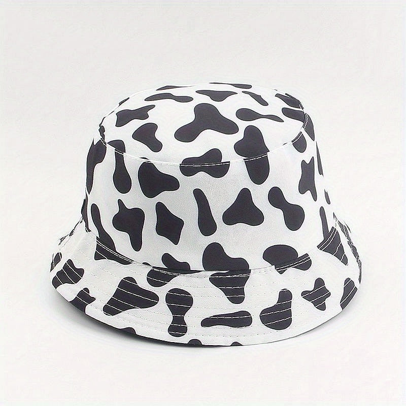 Cow Panda Print Bucket Hat Reversible Fisherman Cap for Women