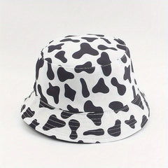 Cow Panda Print Bucket Hat Reversible Fisherman Cap for Women