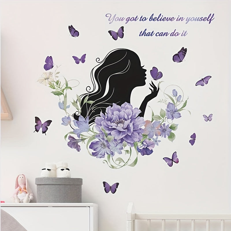 Purple Flower Beauty Wall Decal - Inspirational Quote - Positive Saying