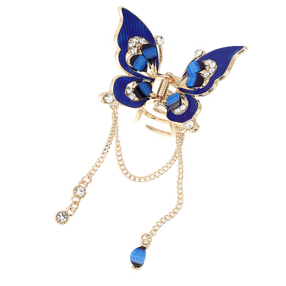 Butterfly Rhinestone Tassel Hair Claw Clip Vintage Grip Hair Jaw Clip