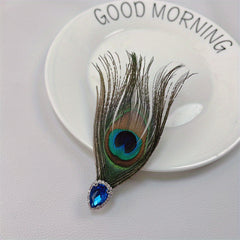 Retro Style Peacock Feather Hair Clip for Women Girls