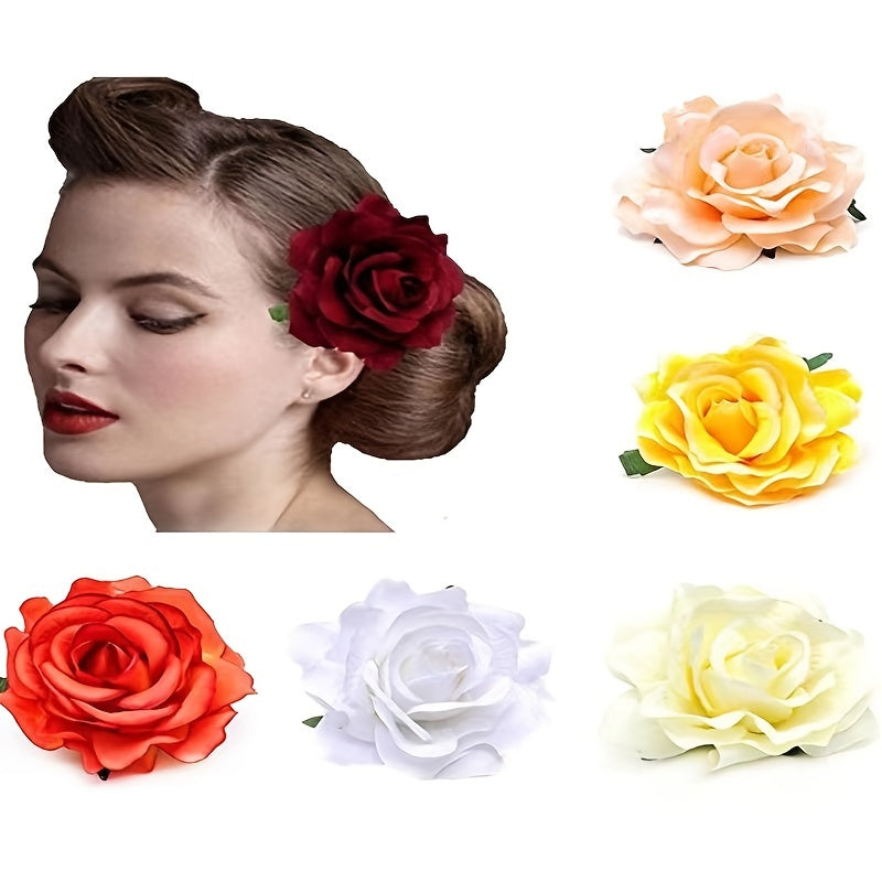 Boho Style Rose Flower Hairpin Hair Clip for Wedding Beach Daily Use