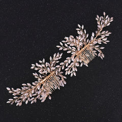 Bridal Hair Comb Silver & Golden Rhinestone Crystal Wedding