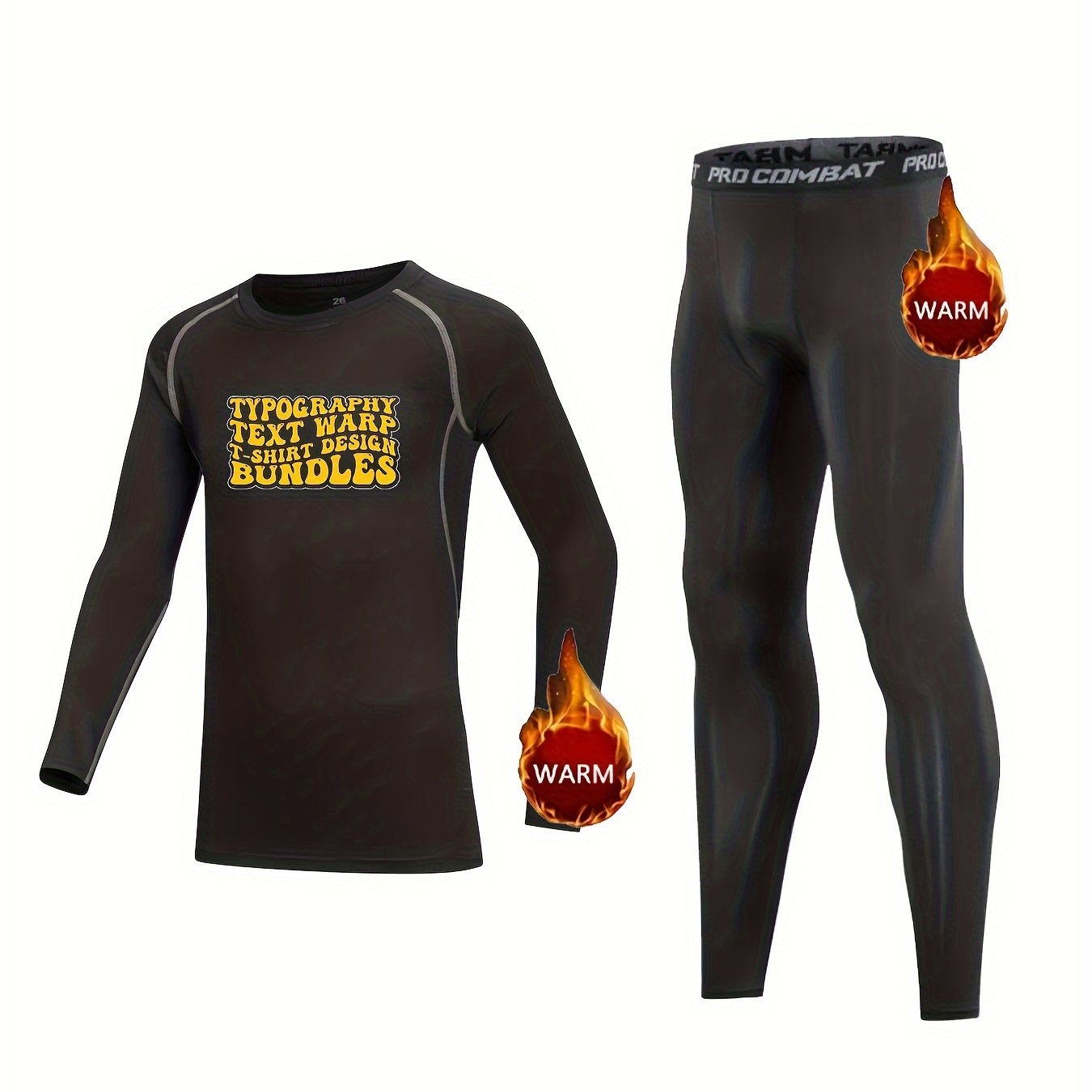 Kids Compression Sets Typography Pattern Fleece Pullover