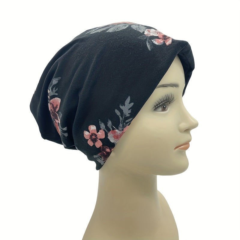 Vintage Floral Print Beanie Cap Breathable Skull Hat Women Chemo Hats