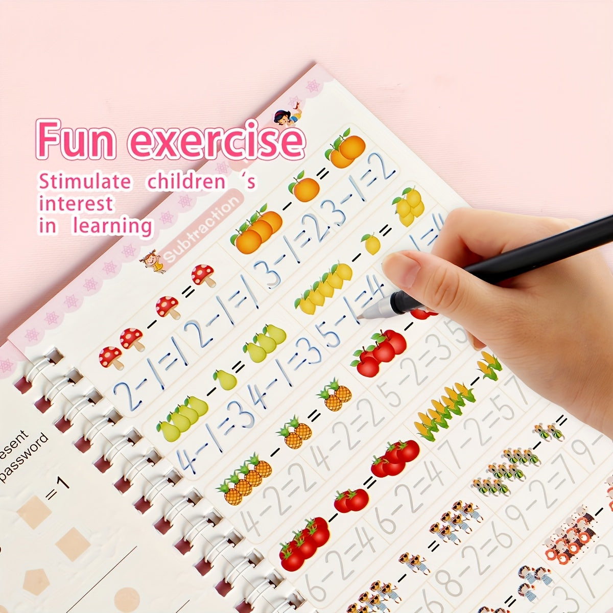4 Pack Handwriting Exercise Books with Grooved Pages & Pen Set
