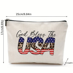 Flag Pattern Toiletry Bag Independence Cosmetic Travel Storage Portable