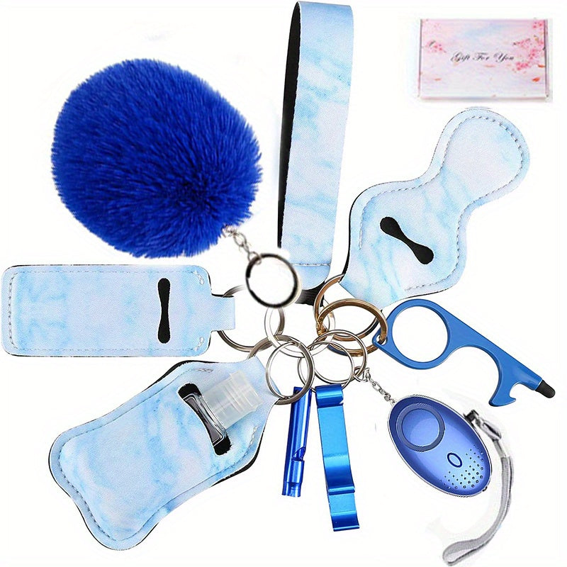 10pcs Women's Self Defense Keychain Set w/ Alarm & Door Opener