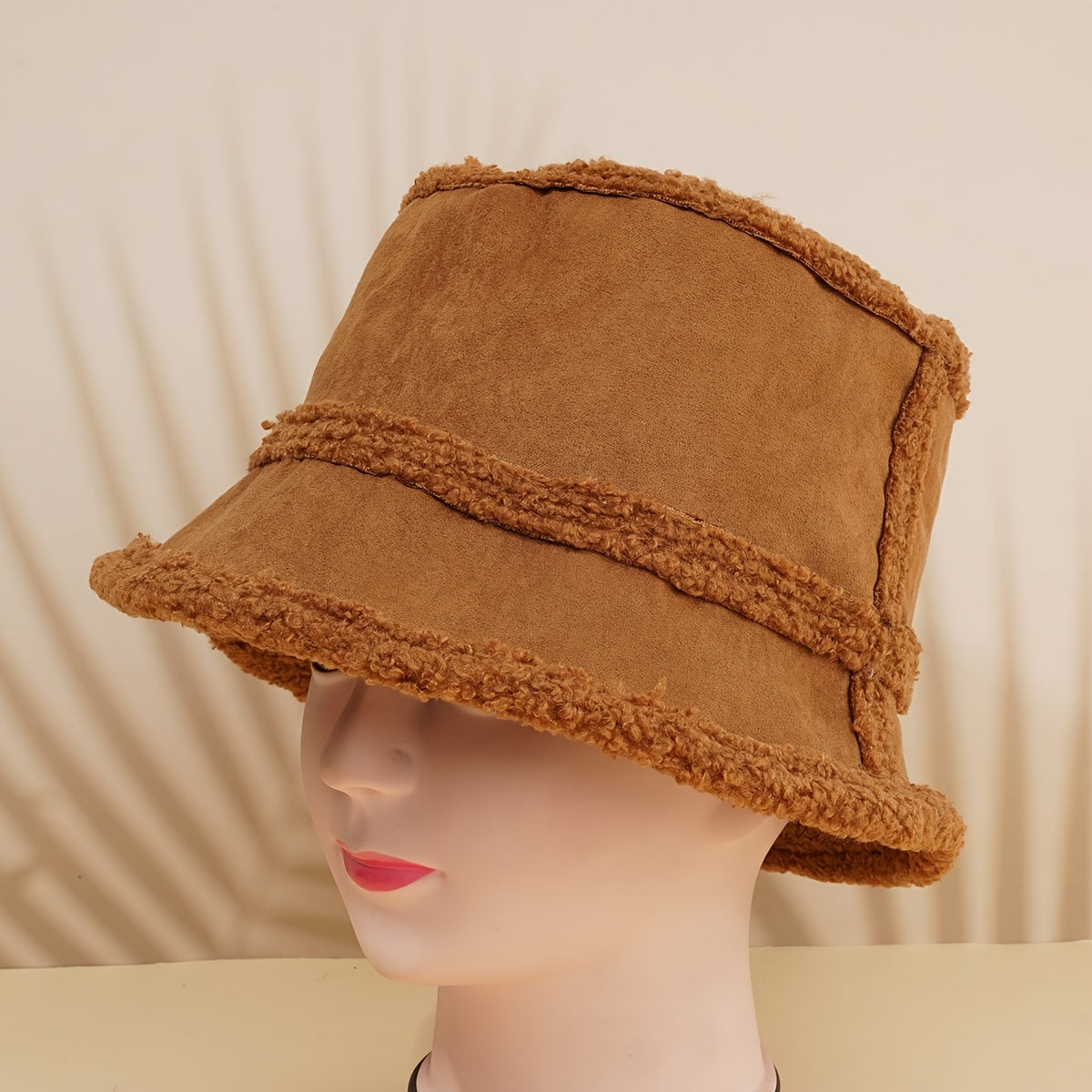 Reversible Suede Lamb Wool Bucket Hat - Unisex Solid Fisherman Hat