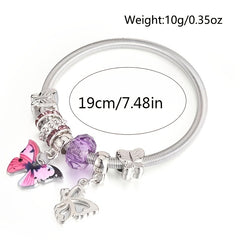 Vintage Butterfly Pendant Bracelet Heart Spring Chain Stretchable Bangle
