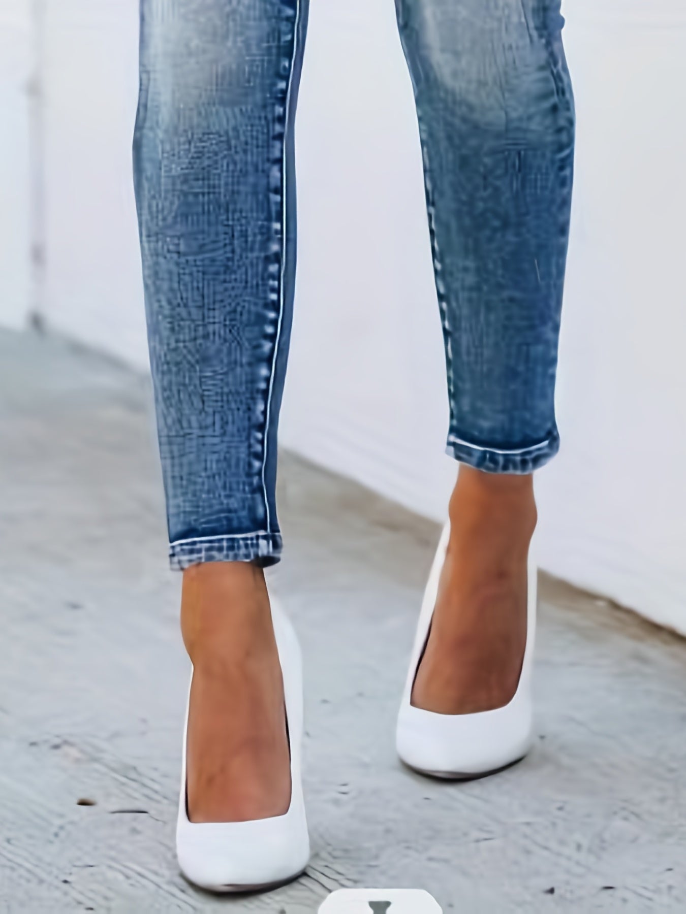 Ripped Skinny Jeans Slim Fit Distressed Slash Pockets Single Breasted Button