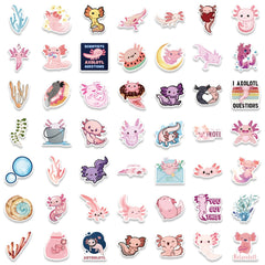 100 Axolotl Stickers Cartoon Anime Self Adhesive Waterproof Hand Bill Stickers