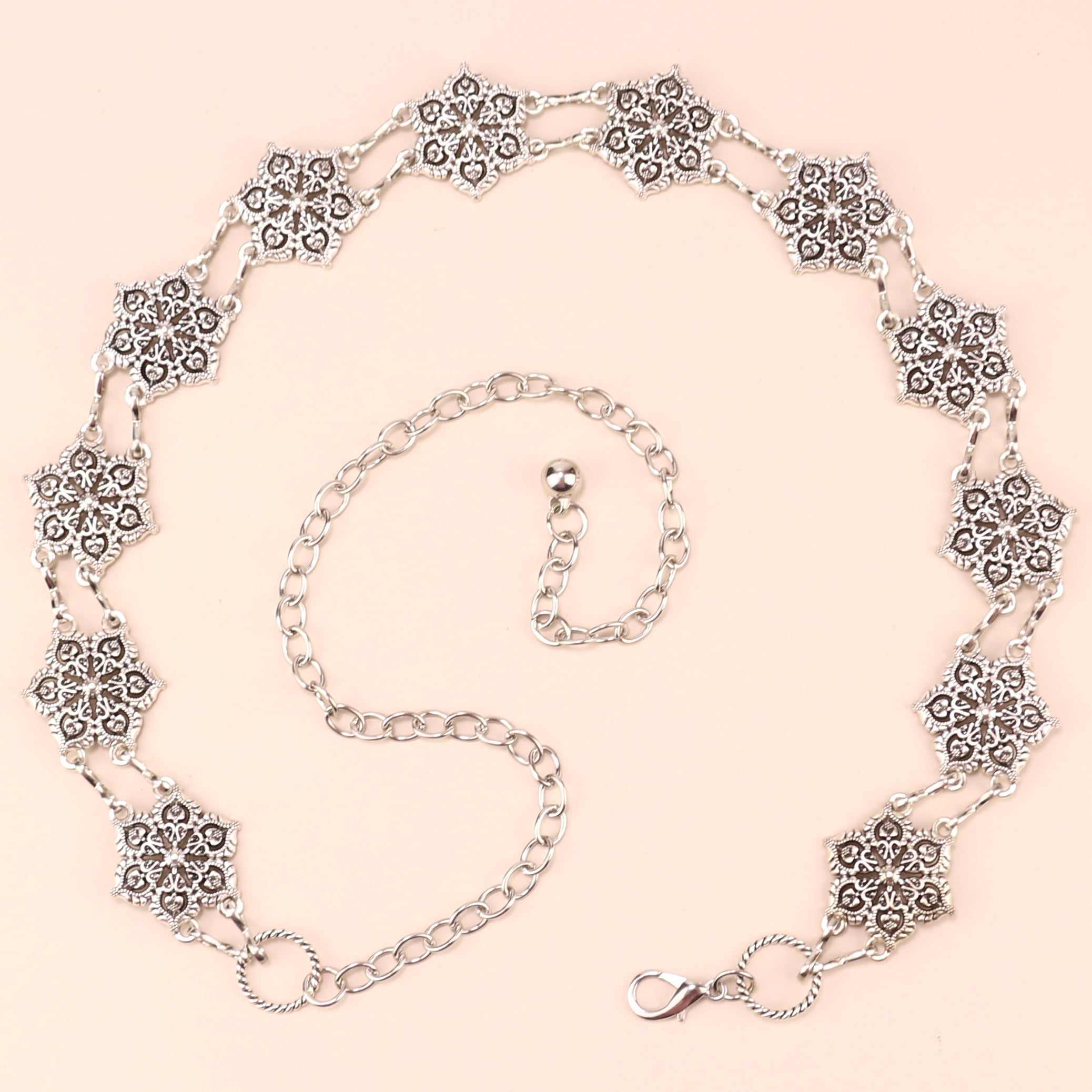 Geometric Flower Waist Chain Vintage Hollow Out Chain Belt