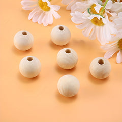 Unbleached Wooden Ball Bead DIY Accessories Necklaces No Holes 100pcs