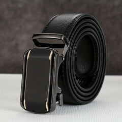 Men's Auto Buckle Belt PU Leather Business Waist Strap