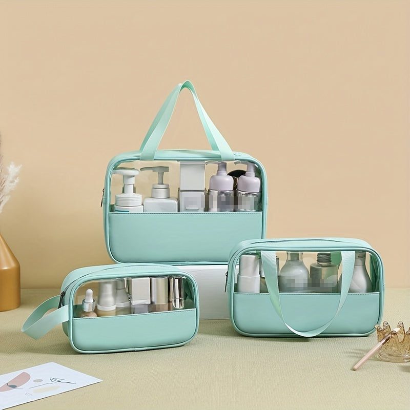 3pcs Set Portable Transparent Cosmetics Bag Waterproof Toiletry Bag