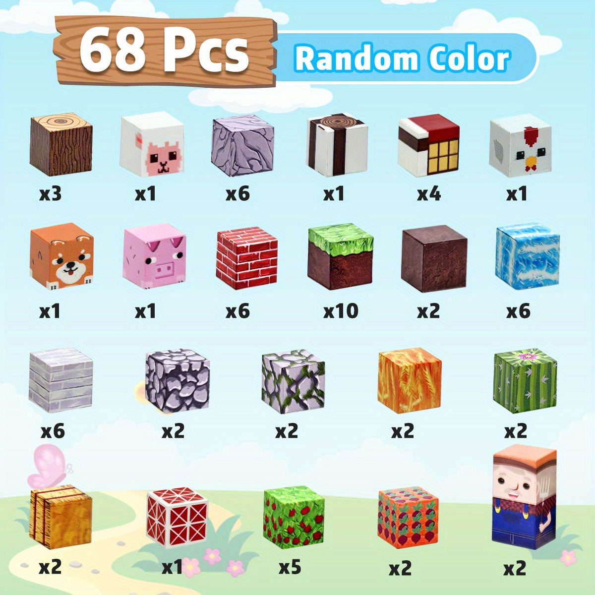 Farm Magnetic Blocks Building Toys for Kids, STEM Construction Set